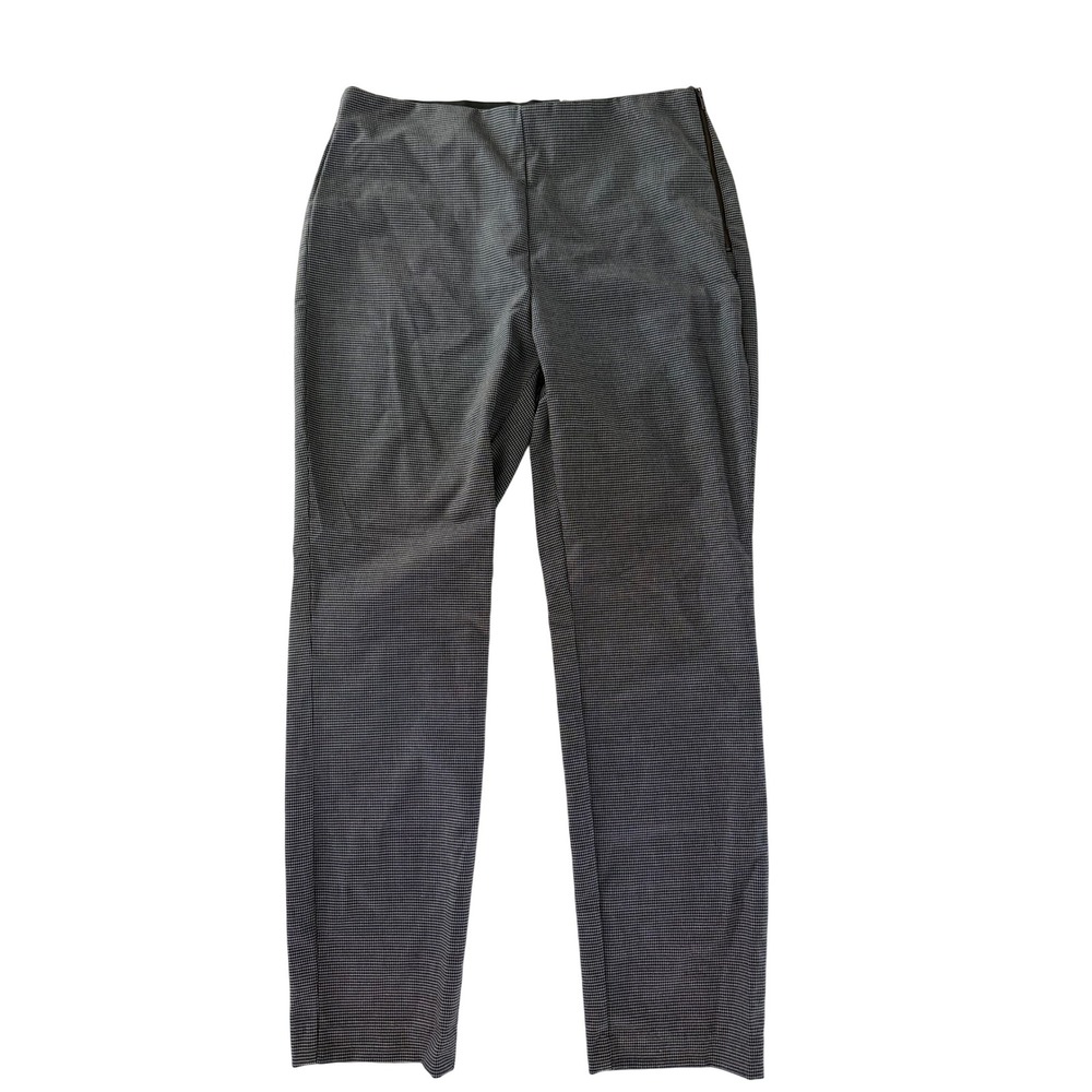 Nine West Side Zip Skinny High Rise Pants Black White Micro Check Size 8 NWT